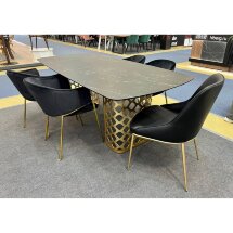Стол CHIAVARI 220 KL-116 Черный мрамор матовый, итальянская керамика / бронзовый, ®DISAUR