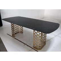 Стол CHIAVARI 220 KL-116 Черный мрамор матовый, итальянская керамика / бронзовый, ®DISAUR