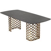 Стол CHIAVARI 220 KL-116 Черный мрамор матовый, итальянская керамика / бронзовый, ®DISAUR