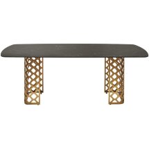 Стол CHIAVARI 220 KL-116 Черный мрамор матовый, итальянская керамика / бронзовый, ®DISAUR