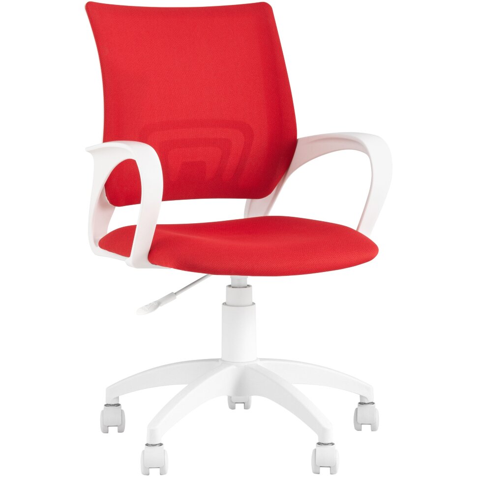Кресло офисное Topchairs ST-BASIC-W спинка белая сетка сиденье красная ткань крестовина белый пластик Кресло офисное Topchairs ST-BASIC-W спинка белая сетка сиденье красная ткань крестовина белый пластик