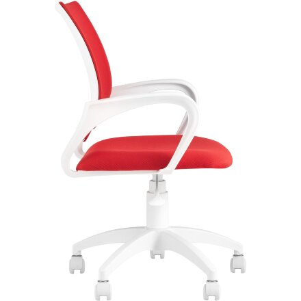 Кресло офисное Topchairs ST-BASIC-W спинка белая сетка сиденье красная ткань крестовина белый пластик 