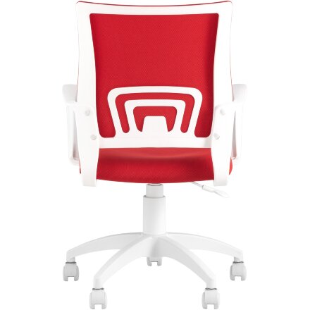 Кресло офисное Topchairs ST-BASIC-W спинка белая сетка сиденье красная ткань крестовина белый пластик 