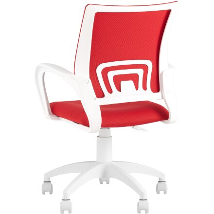 Кресло офисное Topchairs ST-BASIC-W спинка белая сетка сиденье красная ткань крестовина белый пластик 