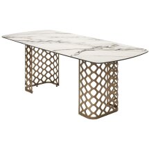 Стол CHIAVARI 220 KL-188 Контрастный мрамор матовый, итальянская керамика / Шампань, ®DISAUR