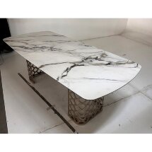 Стол CHIAVARI 220 KL-188 Контрастный мрамор матовый, итальянская керамика / Шампань, ®DISAUR
