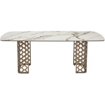 Стол CHIAVARI 220 KL-188 Контрастный мрамор матовый, итальянская керамика / Шампань, ®DISAUR