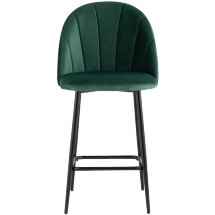 Стул полубарный Stool Group Логан велюр зелёный ножки металл черный