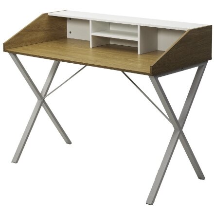 Компьютерный стол ORLA H475 Дуб натуральный / белый каркас M-city 