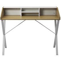 Компьютерный стол ORLA H475 Дуб натуральный / белый каркас M-city