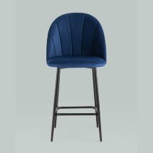 Стул полубарный Stool Group Логан велюр синий ножки металл черный