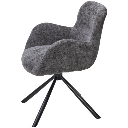 Стул KAROL 180 град. поворот. 3018-19 темно-серый, шенилл/ черный каркас, ®DISAUR 