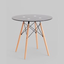 Стол круглый EAMES DSW NEW D=80 стеклянный черный