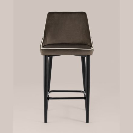 Стул полубарный Stool Group Коби обивка велюр коричневый ножки металл черные 