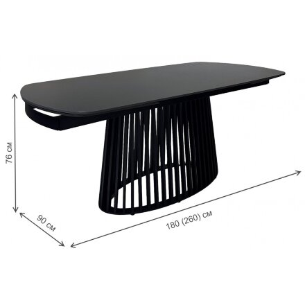 Керамический стол Desio 180 керамика черный мрамор матовый pure black solid ceramic / черный 
