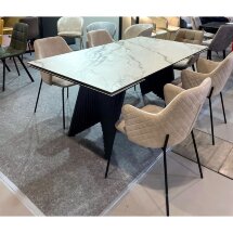 Стол IVAR 180 MARBLES KL-188 Контрастный мрамор, итальянская керамика, ®DISAUR