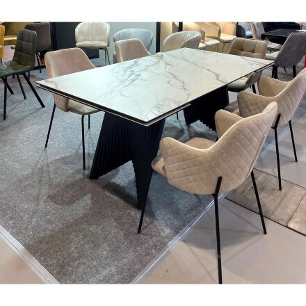 Стол IVAR 180 MARBLES KL-188 Контрастный мрамор, итальянская керамика, ®DISAUR 