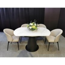 Стол TERAMO 135 GLOSS GRAND JADE SOLID CERAMIC, керамика, поворотн.механизм / Черный каркас, ®DISAUR