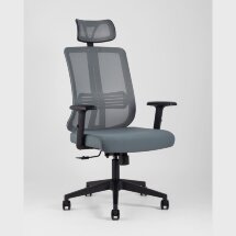 Компьютерное кресло Stool Group для руководителя TopChairs Post офисное серое обивка сетка ткань крестовина пластик