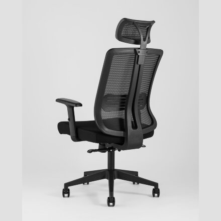 Компьютерное кресло TopChairs для руководителя TopChairs Post офисное черное обивка сетка ткань крестовина пластик 
