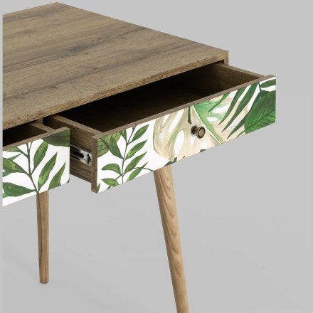 Стол рабочий Stool Group письменный Berber принт 4 с двумя ящиками ножки массив ясеня 