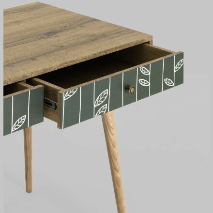 Стол рабочий Stool Group письменный Berber принт 18 с двумя ящиками ножки массив ясеня 