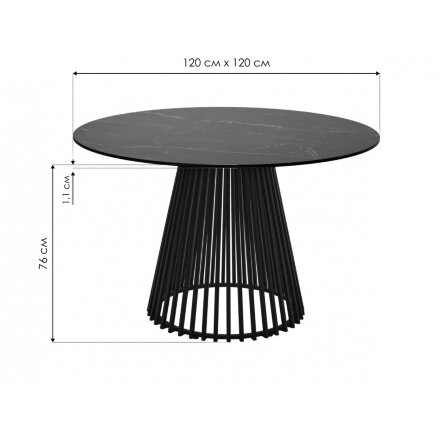 Керамический стол Terni 120 керамика черный мрамор матовый matt black marble solid ceramic / черный 