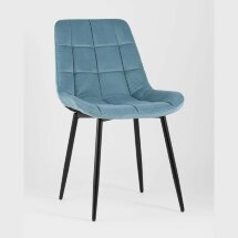 Комплект из четырех стульев Stool Group Флекс велюр пыльно-голубой ножки из металла черные