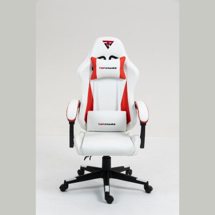 Кресло спортивное TopChairs Phantom бело-красный 