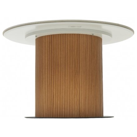 Керамический стол Mesa D120 белый мрамор M326 / oak 