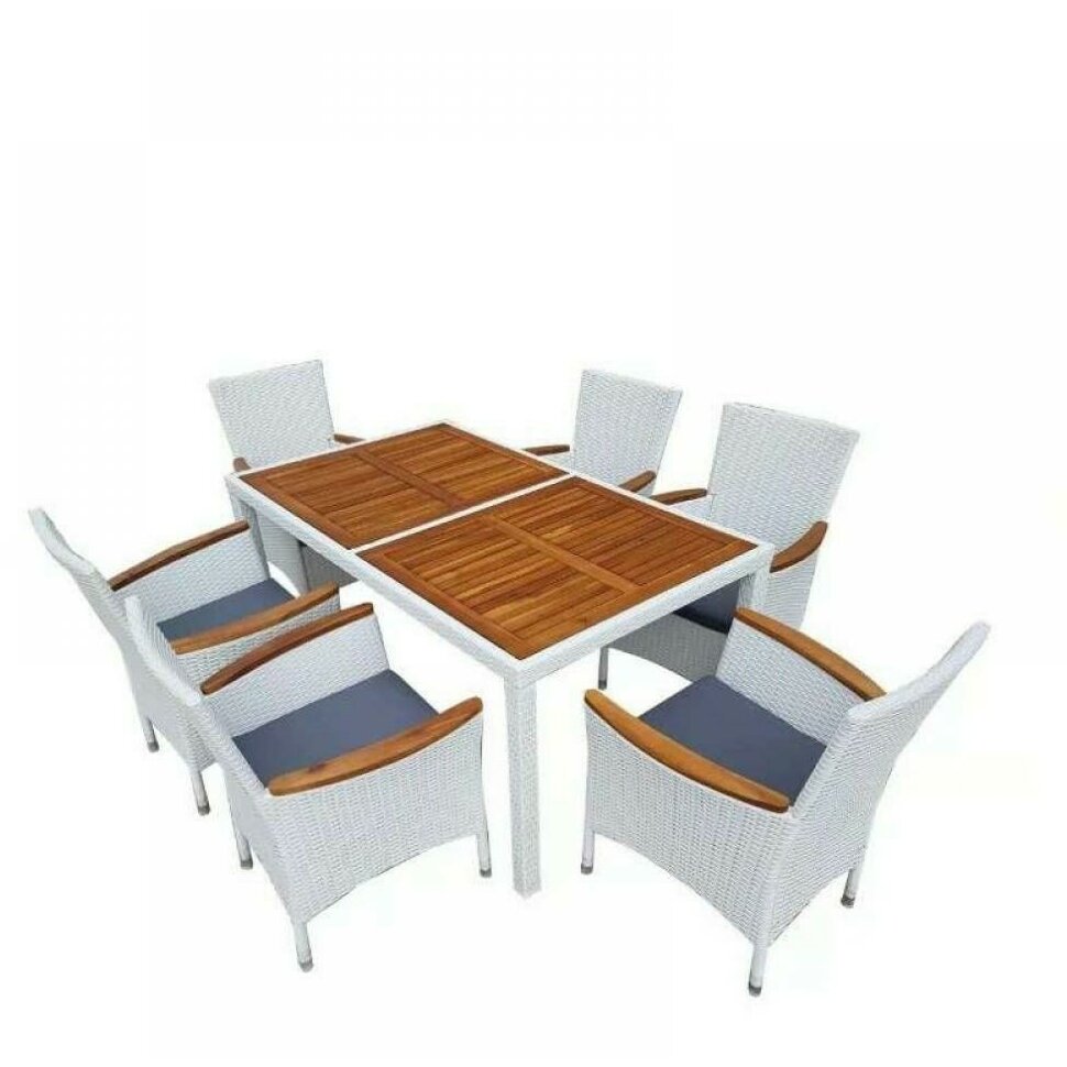 Комплект плетеной мебели мебели AFM-460A 150x90 White (6+1) Комплект плетеной мебели мебели AFM-460A 150x90 White (6+1)
