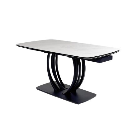 Стол MATERA 160 MARBLES KL-99 Белый мрамор матовый, итальянская керамика/ черный каркас, ®DISAUR 