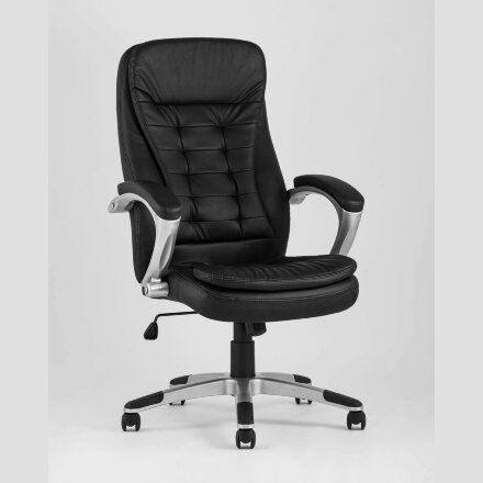 Компьютерное кресло Stool Group TopChairs Control офисное черное обивка экокожа, механизм качания Top Gun 