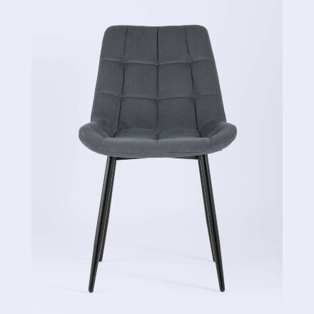 Комплект из четырех стульев Stool Group Флекс велюр тёмно-серый ножки из металла черные 