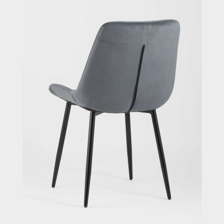Комплект из четырех стульев Stool Group Флекс велюр тёмно-серый ножки из металла черные 