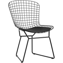 Стул обеденный Bertoia черный с черной подушкой 4 шт
