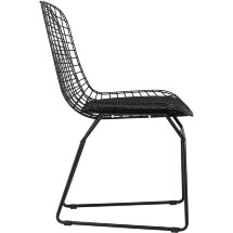 Стул обеденный Bertoia черный с черной подушкой 4 шт