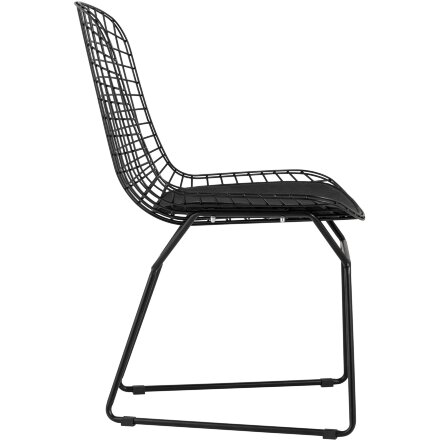Стул обеденный Bertoia черный с черной подушкой 4 шт 