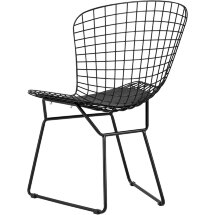 Стул обеденный Bertoia черный с черной подушкой 4 шт