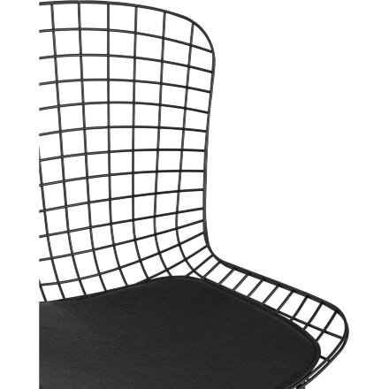 Стул обеденный Bertoia черный с черной подушкой 4 шт 