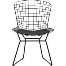 Стул обеденный Bertoia черный с черной подушкой 4 шт