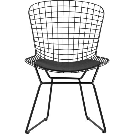 Стул обеденный Bertoia черный с черной подушкой 4 шт 