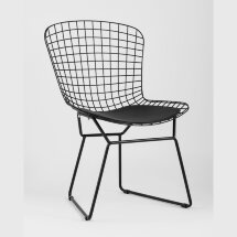 Стул обеденный Bertoia черный с черной подушкой 4 шт