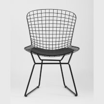 Стул обеденный Bertoia черный с черной подушкой 4 шт