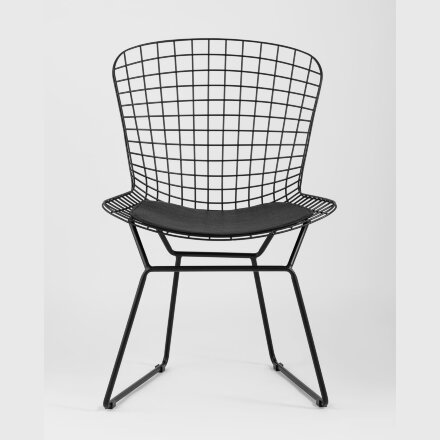 Стул обеденный Bertoia черный с черной подушкой 4 шт 