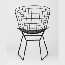 Стул обеденный Bertoia черный с черной подушкой 4 шт
