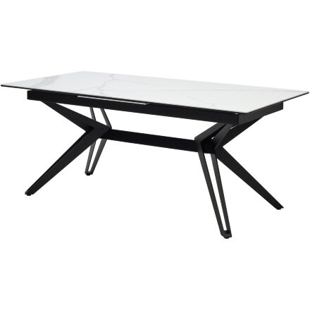 Стол URBINO 180 MATTE STATUARIO Белый мрамор матовый, керамика/ черный каркас, ®DISAUR 