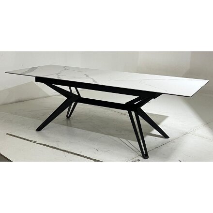 Стол URBINO 180 MATTE STATUARIO Белый мрамор матовый, керамика/ черный каркас, ®DISAUR 