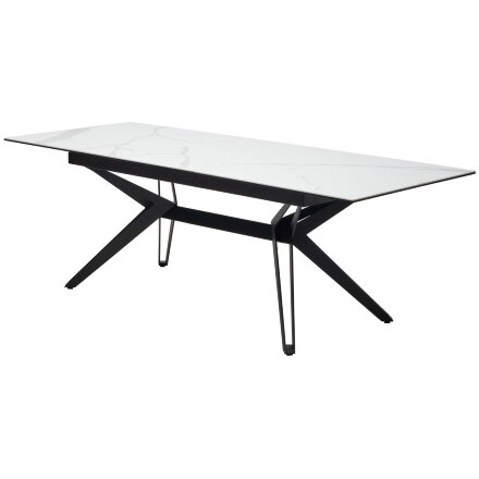 Стол URBINO 180 MATTE STATUARIO Белый мрамор матовый, керамика/ черный каркас, ®DISAUR 