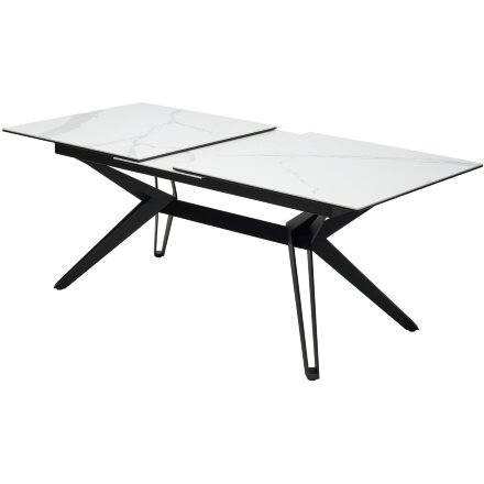 Стол URBINO 180 MATTE STATUARIO Белый мрамор матовый, керамика/ черный каркас, ®DISAUR 